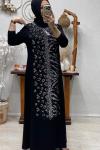 ELVORA TAŞLI ELBİSE  [ gümüş ] Siyah