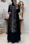 ELVORA TAŞLI ELBİSE  [ gümüş ] Siyah