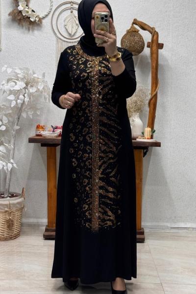 ELVORA TAŞLI ELBİSE  [ gold  ] Gold