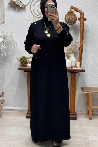 ESME KEMERLİ ELBİSE Siyah