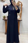 ESME KEMERLİ ELBİSE Lacivert