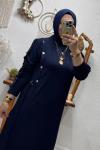 ESME KEMERLİ ELBİSE Lacivert