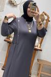 ESME KEMERLİ ELBİSE Antrasit