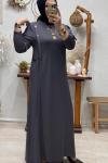 ESME KEMERLİ ELBİSE Antrasit