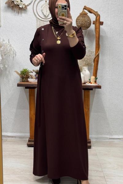 ESME KEMERLİ ELBİSE Kahverengi