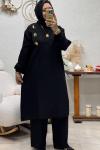 HANZADE DÜĞMELİ TAKIM Siyah