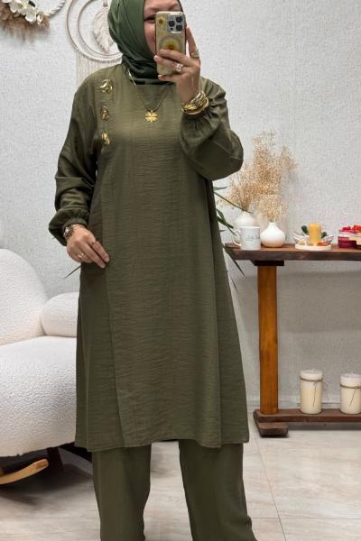 HANZADE DÜĞMELİ TAKIM Haki