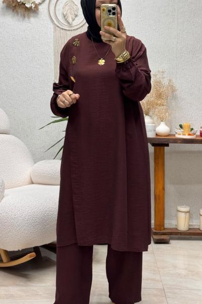 HANZADE DÜĞMELİ TAKIM Mürdüm