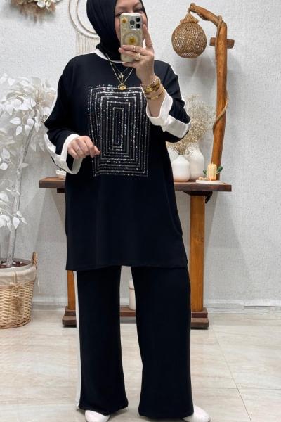 HAVALI TAŞLI TAKIM  Siyah