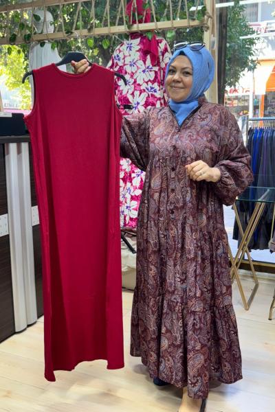 İÇLİK ELBİSE  Bordo