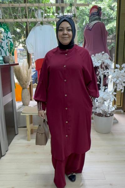 incili SİBEL takım  Bordo