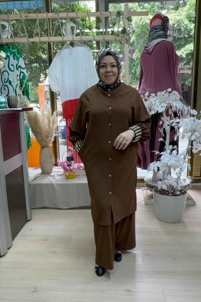 incili SİBEL takım  Kahverengi