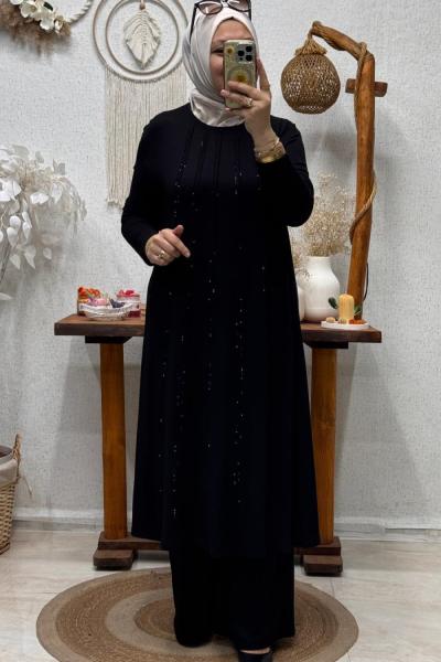 İREMONİ TAŞLI TAKIM Siyah