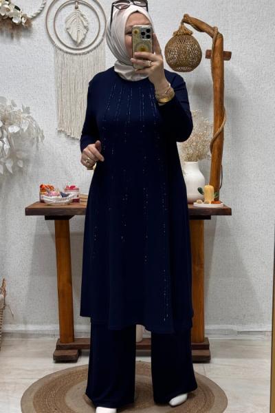 İREMONİ TAŞLI TAKIM Lacivert