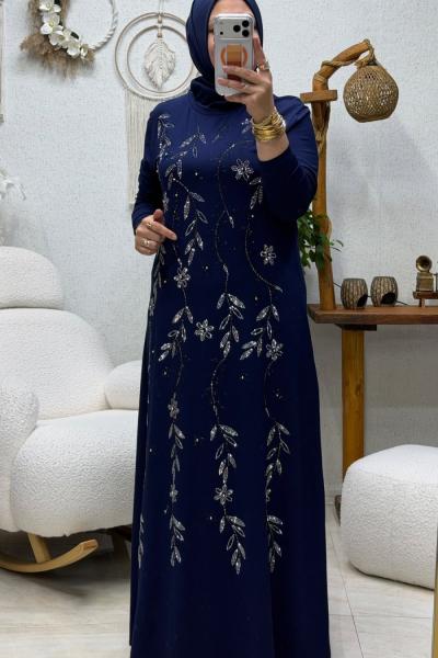 LAVİNYA TAŞLI ELBİSE Lacivert