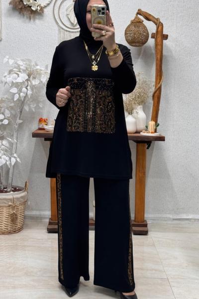 LEO TAŞLI TAKIM Siyah