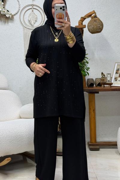 LEYLA TAŞLI TAKIM Siyah