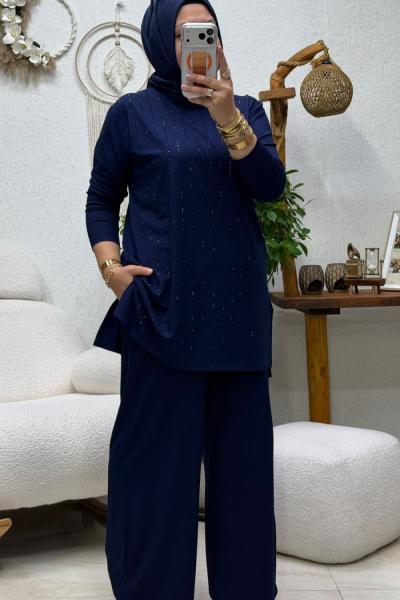 LEYLA TAŞLI TAKIM Lacivert