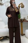 LEYLA TAŞLI TAKIM Kahverengi