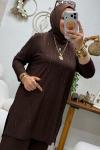 LEYLA TAŞLI TAKIM Kahverengi