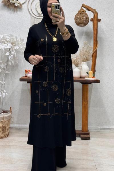 LEYLİ TAŞLI TAKIM Siyah