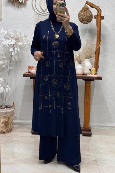 LEYLİ TAŞLI TAKIM Lacivert