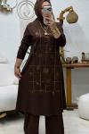 LEYLİ TAŞLI TAKIM Kahverengi