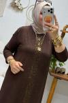 LİNE TAŞLI TAKIM Kahverengi