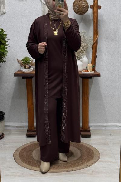 LÜLYE 3 LÜ TAKIM Kahverengi