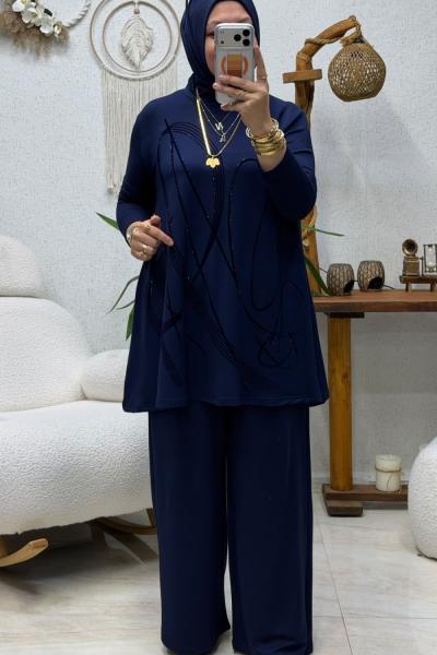 MİHRİ TAŞLI TAKIM  Lacivert