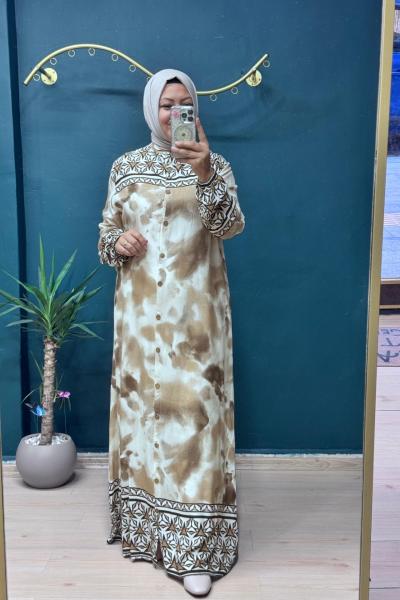 Özlem gömlek elbise  Kahverengi