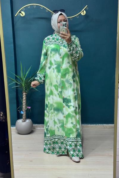 Özlem gömlek elbise  Yeşil