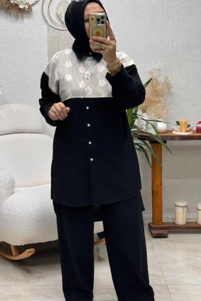 PERLA DANTEL TAKIM Siyah