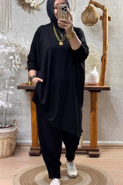 RUE ŞALVAR TAKIM Siyah