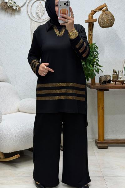 ŞAHİKA TAŞLI TAKIM  Siyah