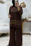 ŞAHİKA TAŞLI TAKIM  Kahverengi