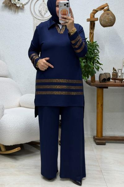 ŞAHİKA TAŞLI TAKIM  Lacivert