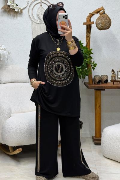 VİOLEN TAŞLI TAKIM gold -gümüş Anadolu Siyahı