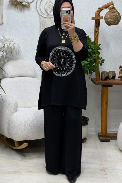 VİOLEN TAŞLI TAKIM gümüş Gri Siyah