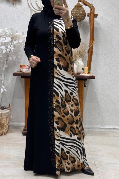 YAZ TAŞLI ELBİSE  Sütlü Kahve