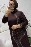 ZERA TAŞLI ELBİSE Kahverengi