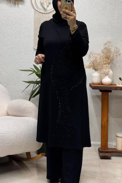 ZEYNO TAŞLI TAKIM Siyah