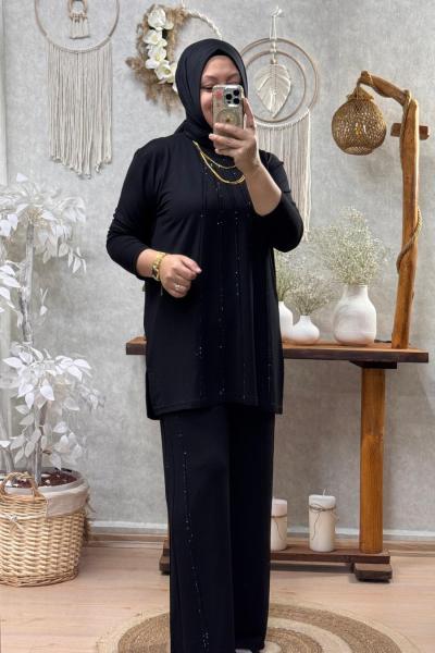 YILDIZ TAŞLI TAKIM  Siyah